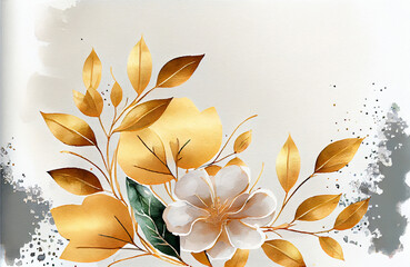 Watercolor Gold Flower Background Image