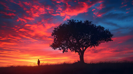 silhouettes against a colorful sky. Whether it's a tree, a person, or an animal, capturing their silhouette can create a dramatic effect