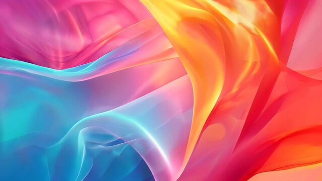 abstract background with smooth wavy lines in orange and blue colors