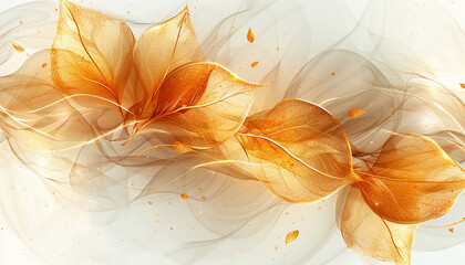 Abstract luxury background, gold line floral wallpaper, leaves texture. Golden botanical modern,...