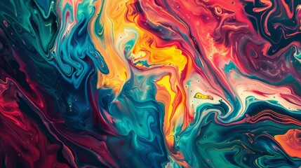 This image captures the essence of colorful liquid art with psychedelic swirls creating an abstract, dreamlike pattern.