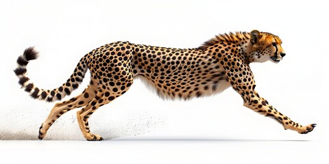 Cheetah Marathon Runner Sprinting with Incredible Speed on Isolated White Background