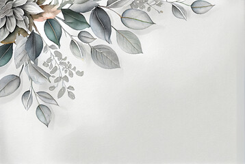 Watercolor Silver Flower Background - obrazy, fototapety, plakaty