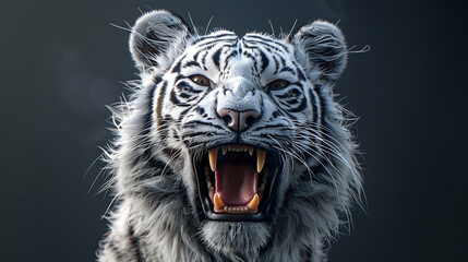 character 3d white tiger cheerful smiling High detailed,high resolution,realistic and high quality photo professional photography