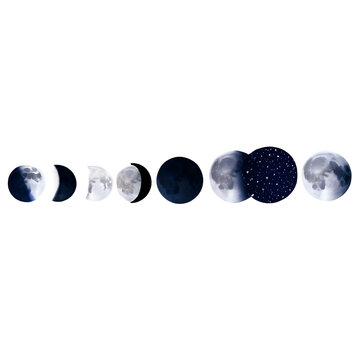 Celestial moon phases border with mystical night sky Transparent Background Images 