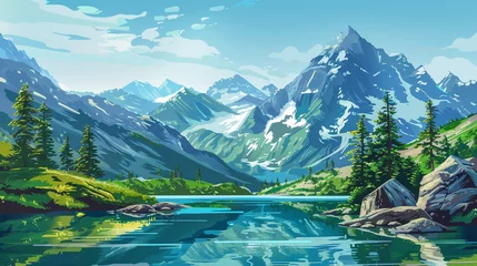 Washable wall murals Reflection Mountain in morning light reflected in sky background