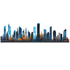 Cyberpunk city skyline border with futuristic skyscrapers Transparent Background Images 