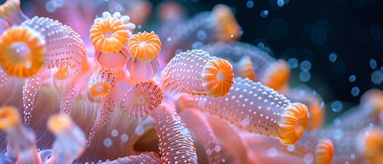 Ocean Blossoms: Macro Photography of Coral Polyps Resembling Underwater Flowers
