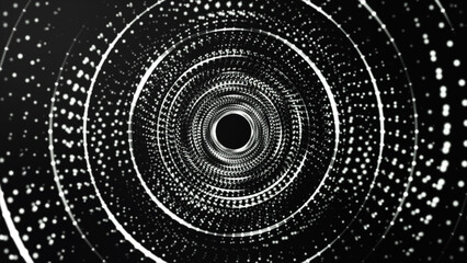 black and white abstract animated tunnel background.