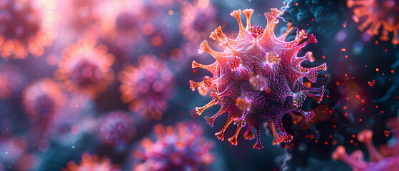 Epidemic Awareness and Research Concept: Detailed Visualization of a Virus Structure in High Resolution
