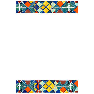 Moroccan tile mosaic border with colorful geometric patterns Transparent Background Images