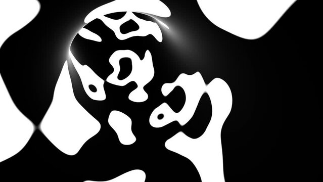 Abstract black tunnel with white patterns loop animation. Concept artistic dalmatian spots motion background.