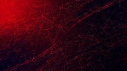 dots, Futuristic digital background for Business Science and technology with particles elegantly connected to each other red color animated particle plexus bacground. - obrazy, fototapety, plakaty