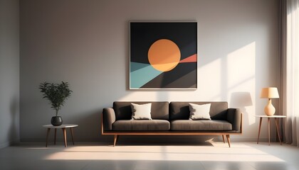 Minimalist, retro, contemporary composition of living room. black and white