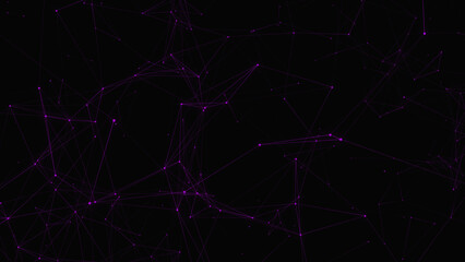 Illustration  abstract background with connected line and dots, Futuristic digital background for Business Science and technology purple color animated particle plexus bacground.