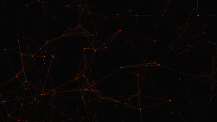 Illustration  abstract background with connected line and dots, Futuristic digital background for Business Science and technology yellow color animated particle plexus bacground.