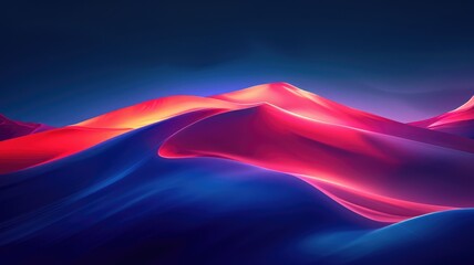 The abstract picture of the two colours of blue and red colours that has been created in form of the waving shiny smooth satin fabric that curved and bend around this beauty abstract picture. AIGX01. - obrazy, fototapety, plakaty