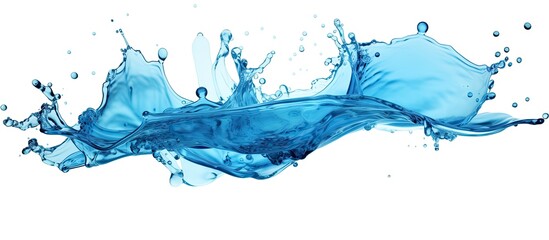 An image showing a detailed view of a splash of blue water with numerous bubbles in it