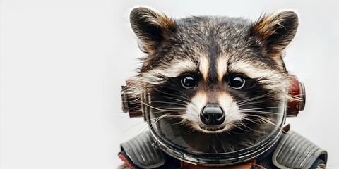 digital curious raccoon dons a space helmet embarking on a mission to collect
