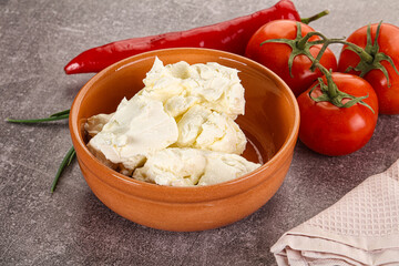Soft Philadephia cheese in the bowl