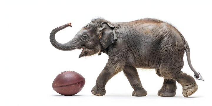 Playful Elephant Scoring Touchdown on Football Field