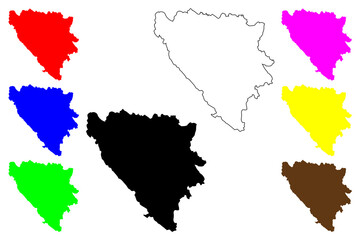Bosnia and Herzegovina map vector illustration, scribble sketch Bosnia-Herzegovina map