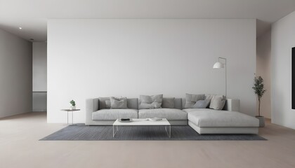 Minimalist, clean, contemporary composition of living room