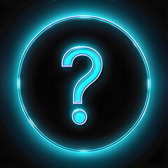 Discovering Neon Question Mark Icon in Sky Blue(Generative AI)