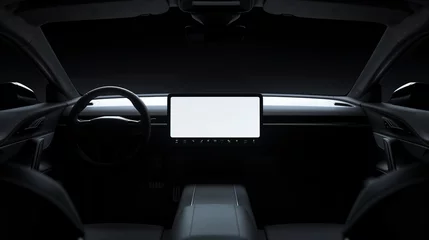Foto op Plexiglas Interior of a EV car with a white screen © Elaine