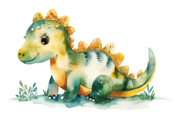 Small dinosaur watercolor drawing