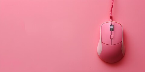 Pink Computer Mouse Clicking on Flash Sale Banner with Copy Space for Promotional Content