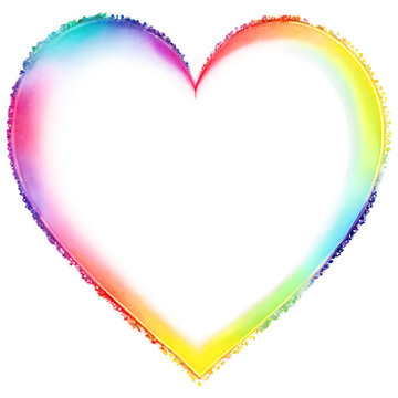 Watercolor rainbow heart border with vibrant colors Transparent Background Images 