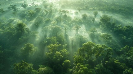 Misty Forest Canopy at Dawn
