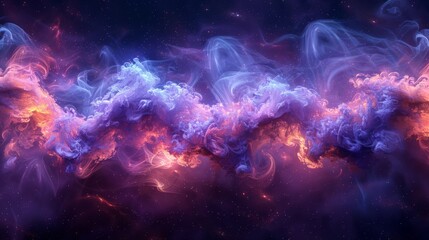  A blue and purple background with smoke emanating from the top of the image's bottom
