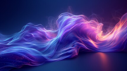  A dark-blue background features a wave of vibrant blue and pink hues, adorned with shimmering stars and twinkling sparkles in this computer