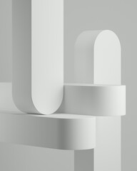 Abstract 3D minimal background. 3D modern display stand white background for cosmetic and  product presentation. 3D rendering, illustration.