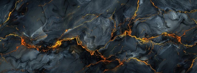 Golden Veins in Abstract Marble - obrazy, fototapety, plakaty