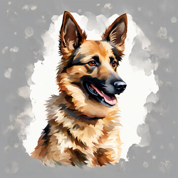 A mudi dog, watercolor, profile picture