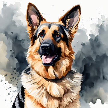 A german shepherd dog, watercolor, profile picture