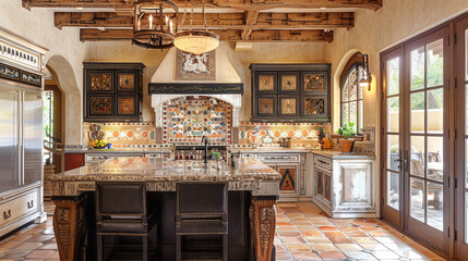 Mediterranean kitchens traditional appliances, and a cozy dining area.
