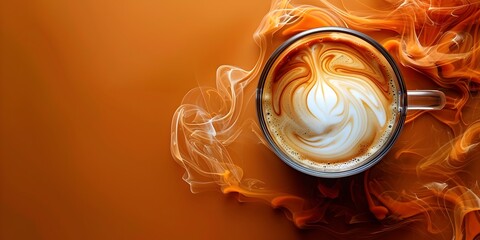 Swirling Coffee Mug with Milk Foam Creating Mesmerizing Patterns