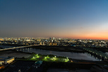 荒川方面からみる東京の夜景