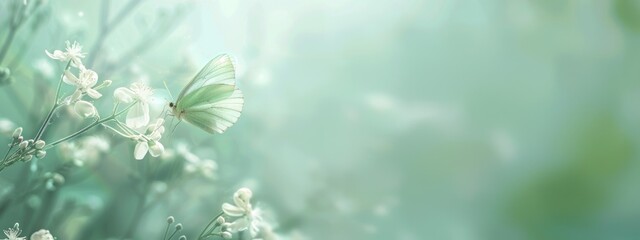 Serene Butterfly Flowers Banner