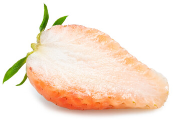 Pink snow strawberry isolated on white background, White and Pink snow Strawberries on White Background With clipping path.