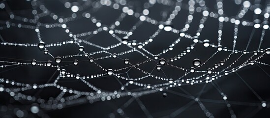 Obraz premium Capture a detailed image of raindrops resting on a spider's intricate web up close