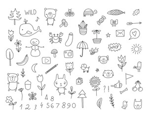 Kid doodle. Doodle set of objects from a child's life