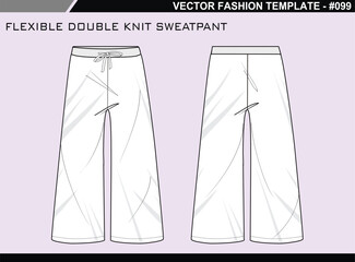 TECH PACK FLEXIBLE DOUBLE KNIT SWEATPANT FASHION EASY EDITABLE TECHNICAL FLAT SKETCH ILLUSTRATION DESIGN.eps