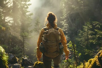 Fototapeta premium Confident Adventurers Return with Newfound Perspective and Appreciation for the Natural World's Wonders