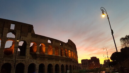 italy, roma, Colosseum, sunrise