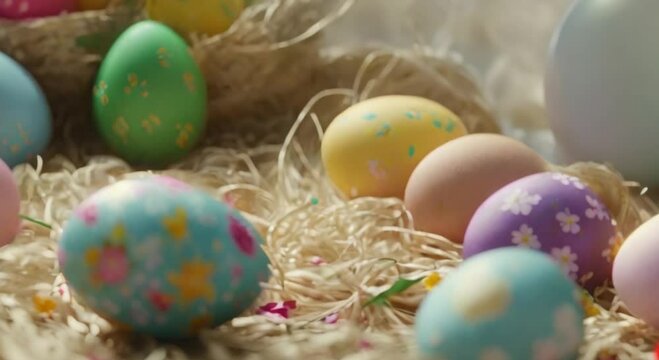 Beautiful and colorful 3d view of Easter eggs